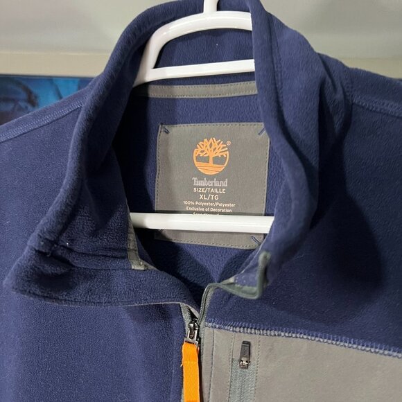 Timberland Sweater Mens XL Long Sleeve 1/2 Zip Pullover Fleece Mock Neck Blue - Picture 8 of 9